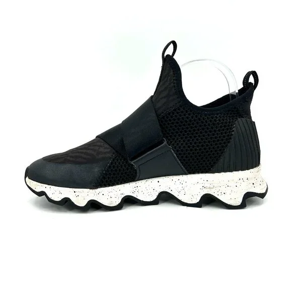 SOREL Women's Kinetic Sneak Laceless Sneakers Black White Sea Salt Size 7.5 - Picture 2 of 8